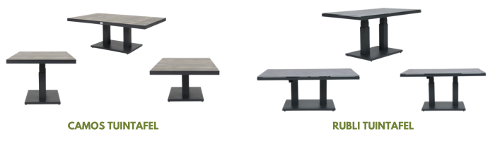 In hoogte verstelbare tuintafel In hoogte verstelbare tuintafel