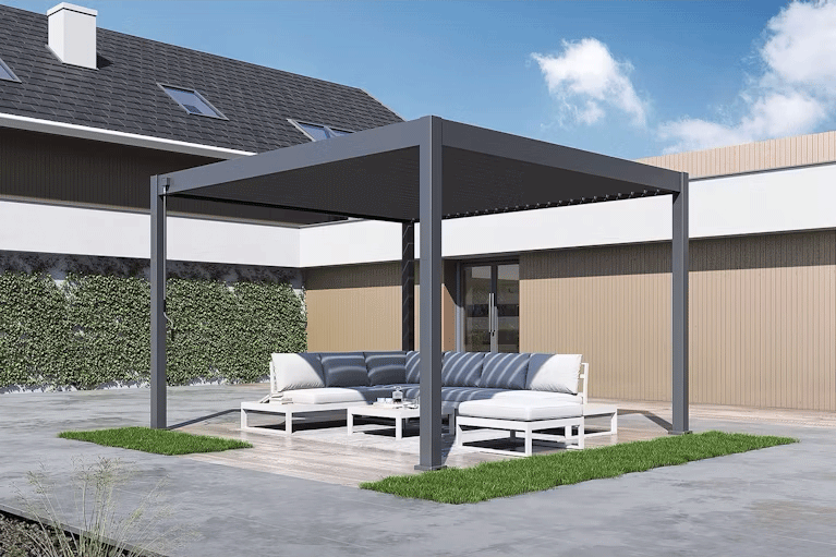 Lamellen overkapping 3.6 x 4 meter antraciet