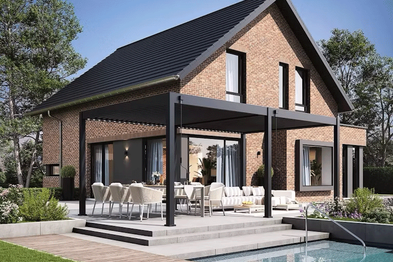 Lamellen overkapping 3.6 x 6 meter antraciet