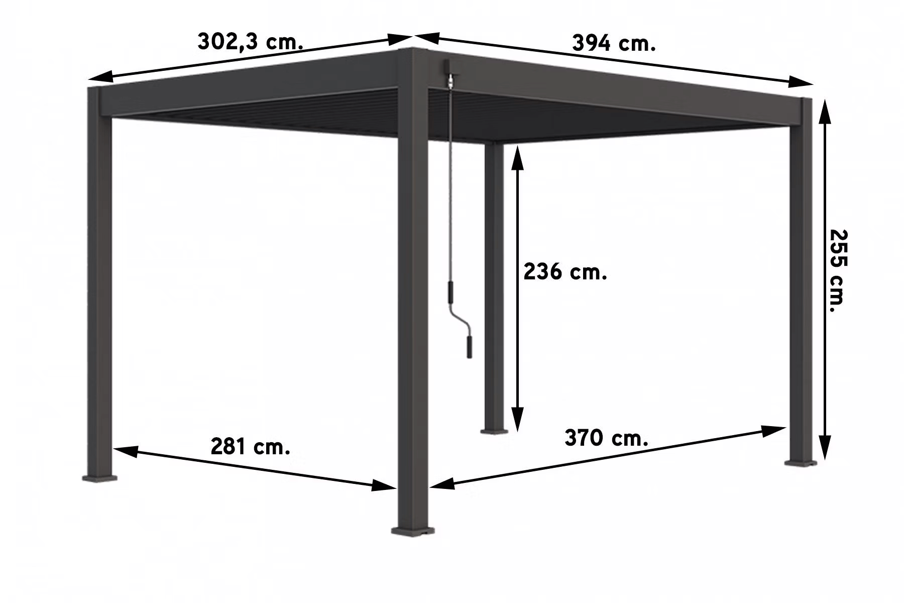 Lamellen overkapping 3 x 4 meter antraciet